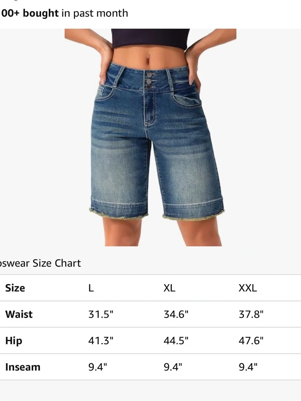 roswear Women's Stretchy Wide Leg High Waisted Frayed Hem Long Jean Shorts Sz XL